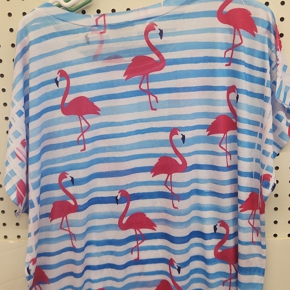 BiBi women's size large flamingo short sleeve top - Picture 6 of 6
